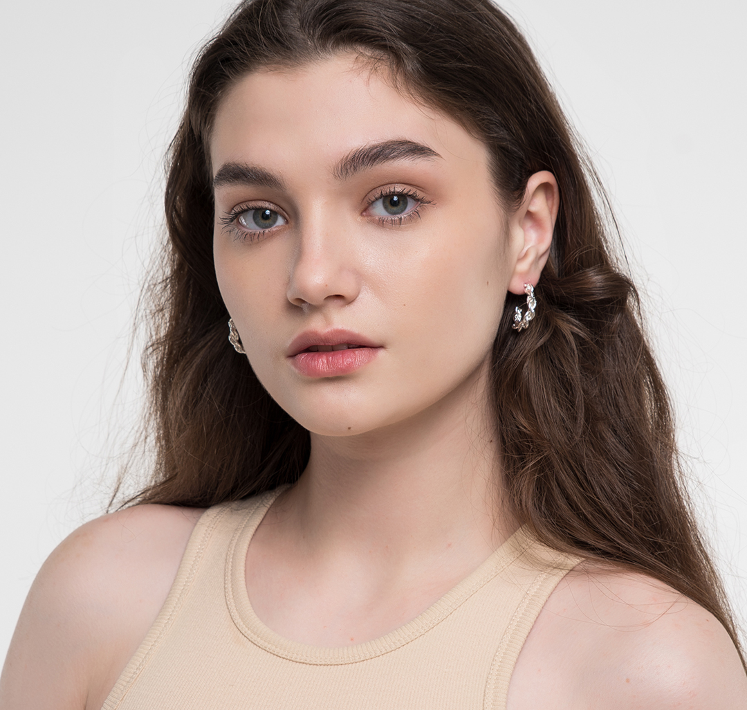 Серьги Мармалато, цвет Белое серебро #2