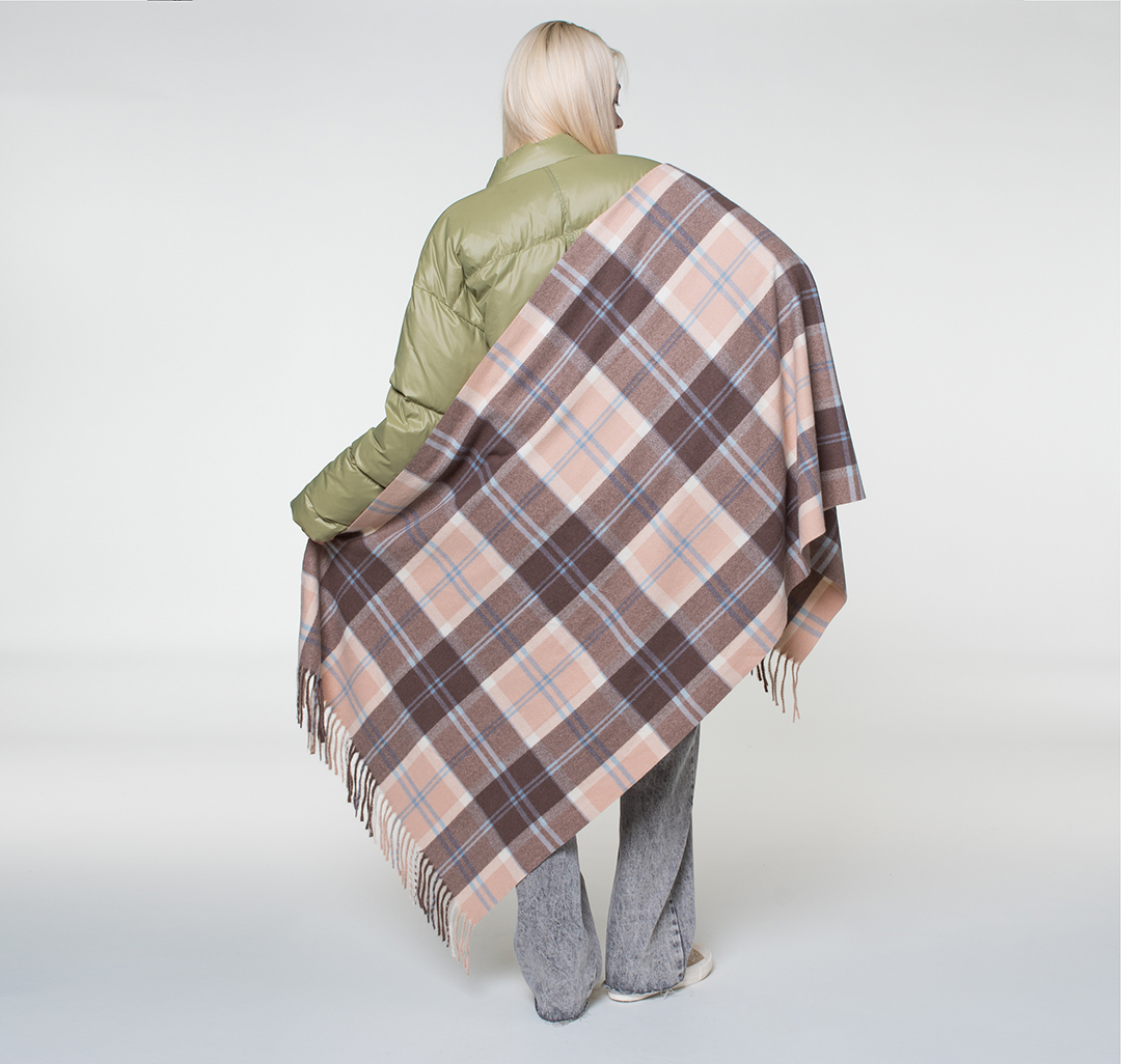 Палантин Мармалато, цвет Коричневый-пудровый-голубой #4