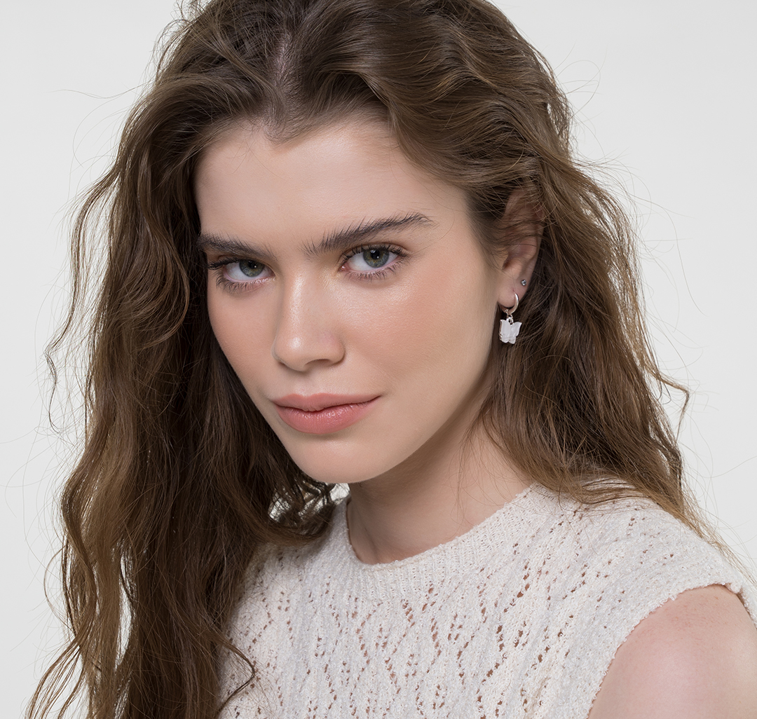 Набор серег (2 пары) Мармалато, цвет Белый-белое серебро-прозрачный #4