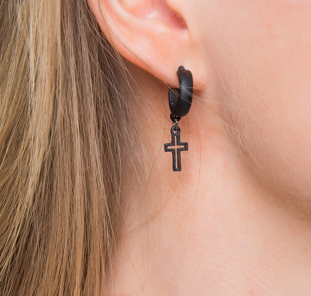 Набор серег (3 пары) Мармалато, цвет Матовый черный-черный #3