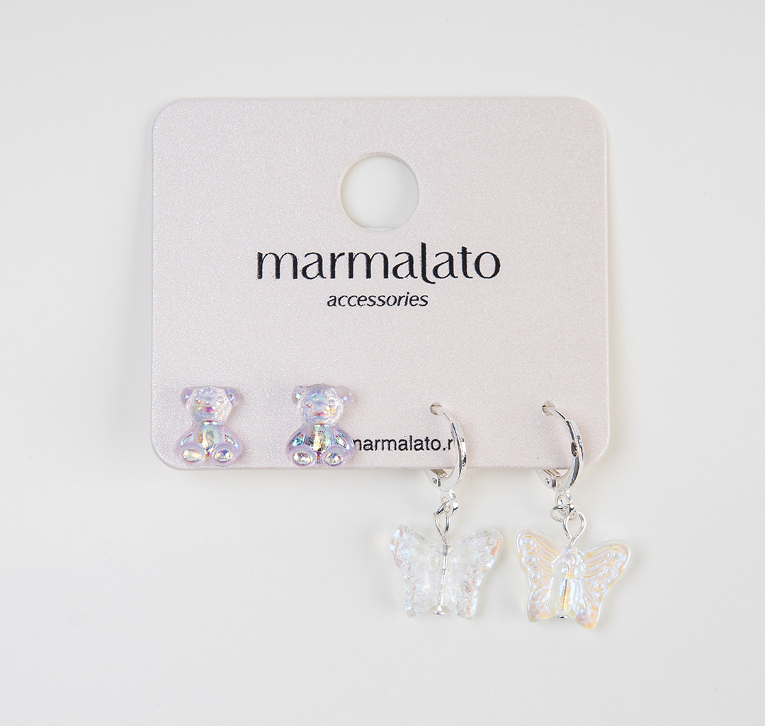 Набор серег (2 пары) Мармалато, цвет Мультиколор-белое серебро #1