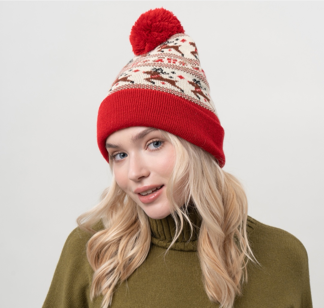 Шапка Мармалато, цвет Красный-бежевый-коричневый #3