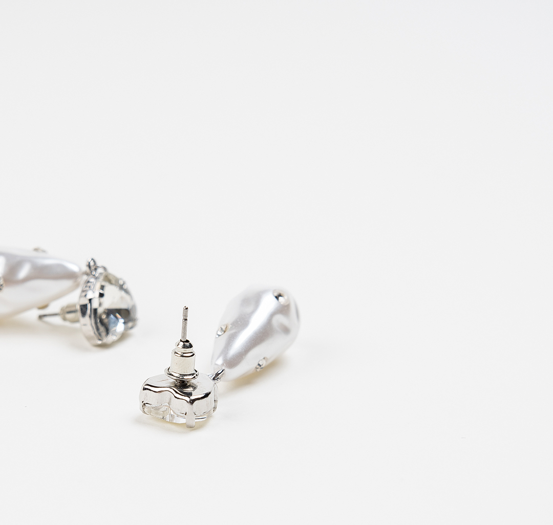 Серьги Мармалато, цвет Серебро-жемчуг-прозрачный #2