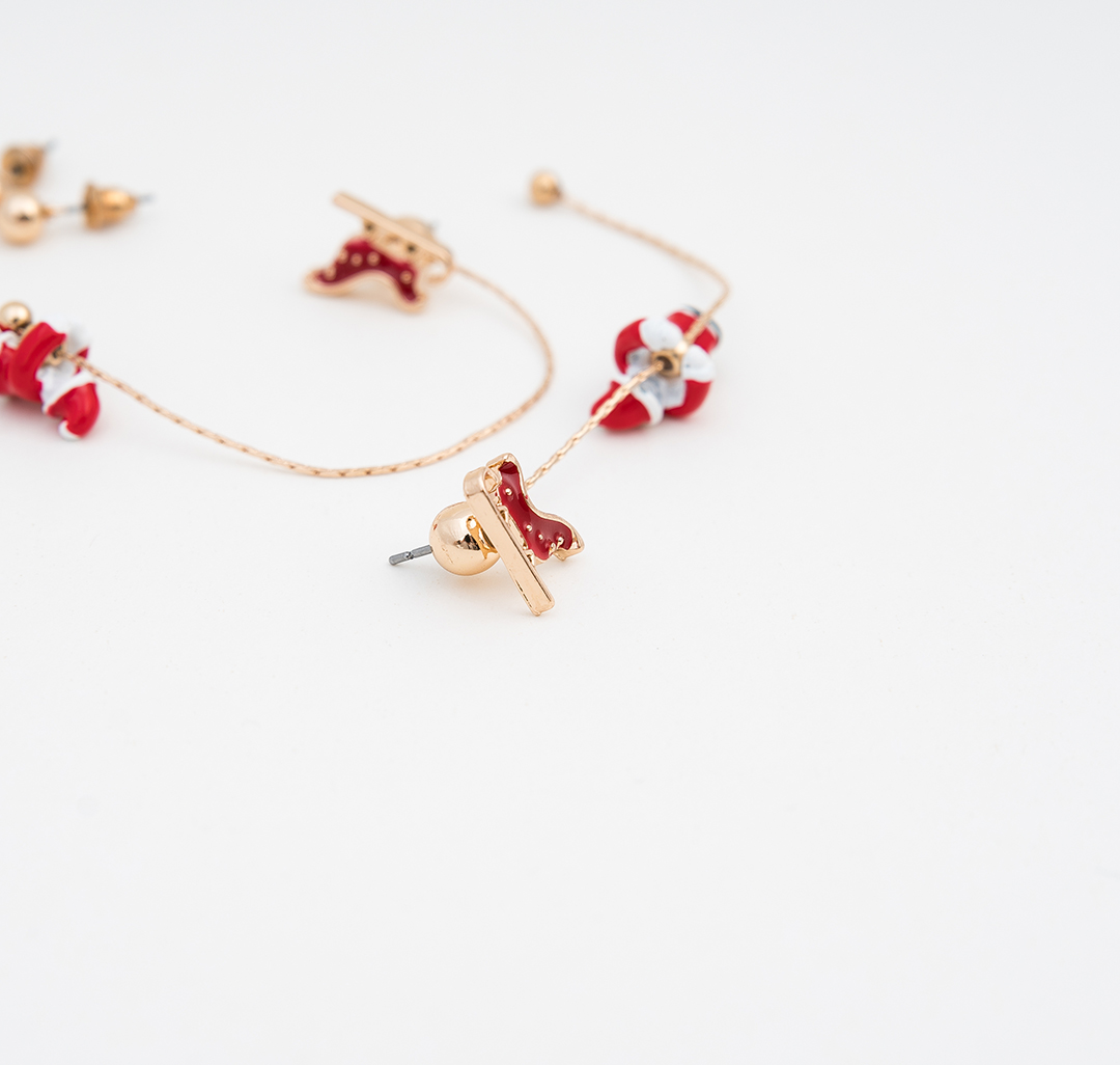 Набор серег (2 пары) Мармалато, цвет Золото-красный-белый #2