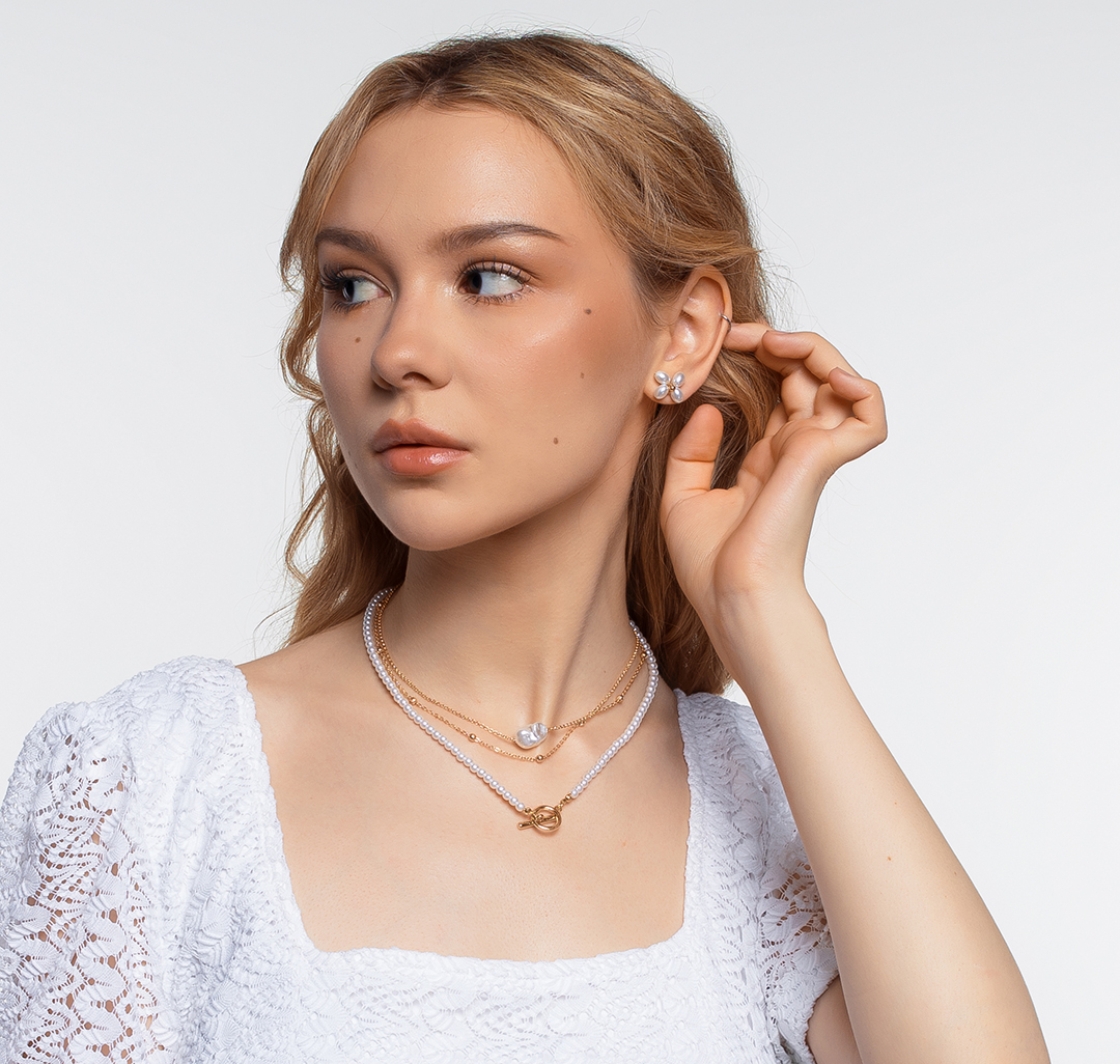 Серьги Мармалато, цвет Золото-жемчуг #3