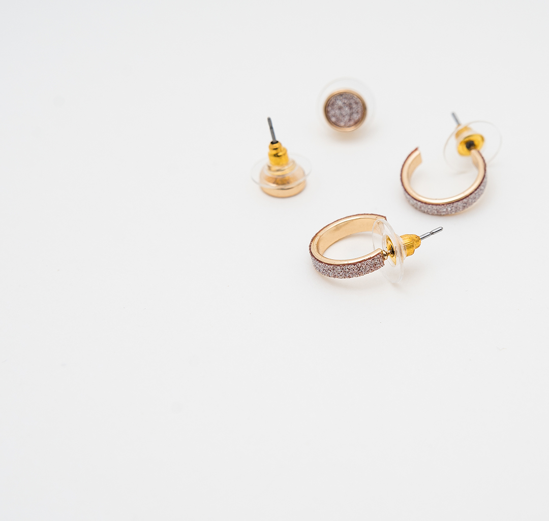 Набор серег (6 пар) Мармалато, цвет Черный-белое серебро-золото #2