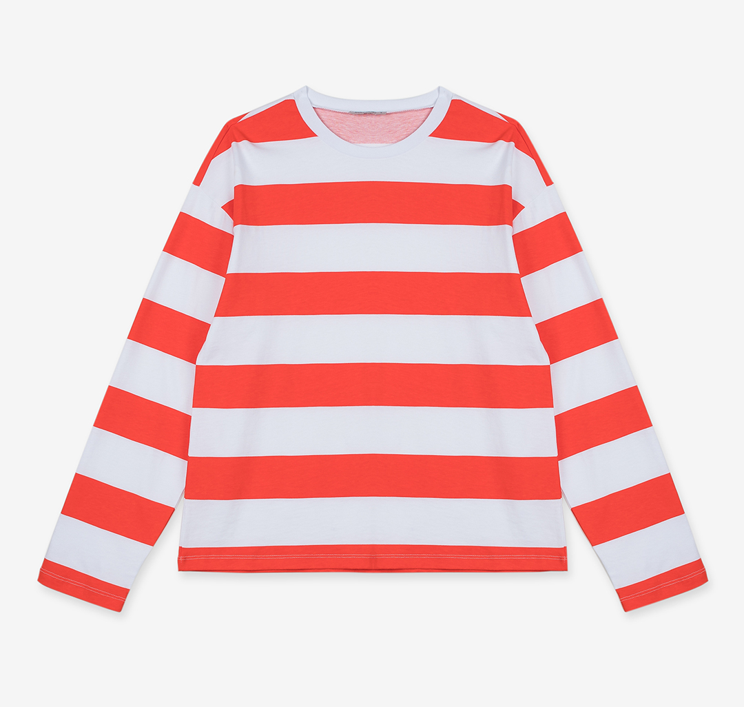 Лонгслив Мармалато, цвет Оранжевый-белый #6