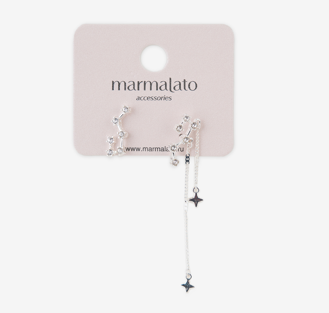 Серьги Мармалато, цвет Белое серебро-прозрачный #1