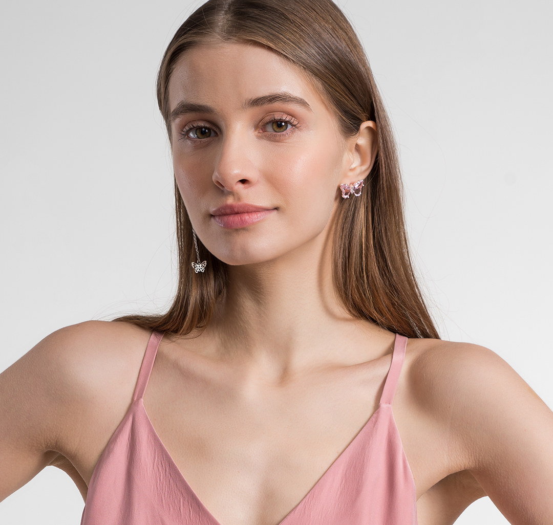 Набор серег (3 пары) Мармалато, цвет Белое серебро-розовый #2