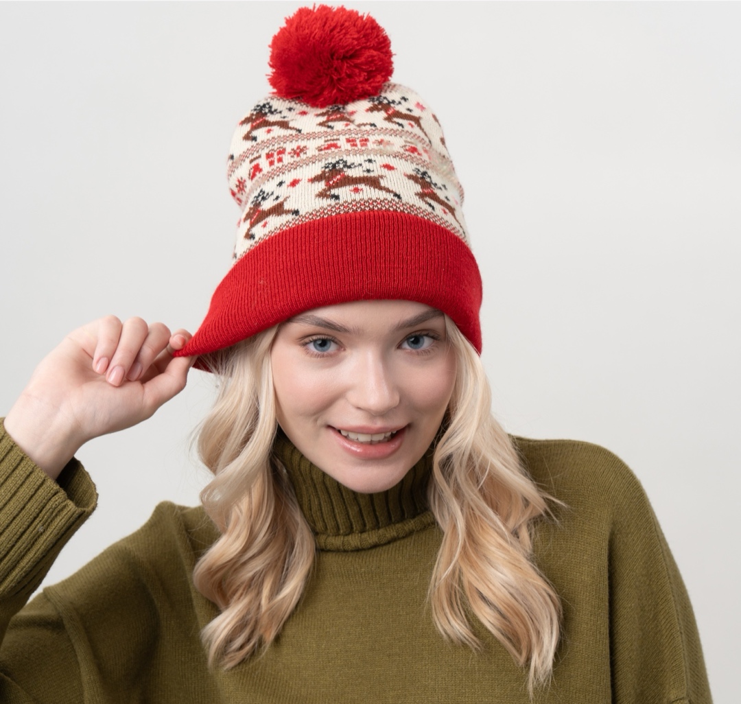 Шапка Мармалато, цвет Красный-бежевый-коричневый #1