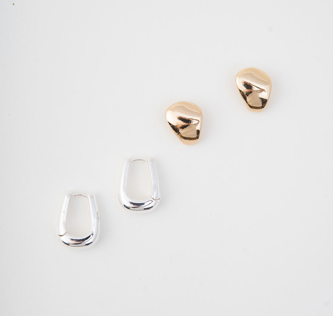 Набор серег (2 пары) Мармалато, цвет Золото-белое серебро #1