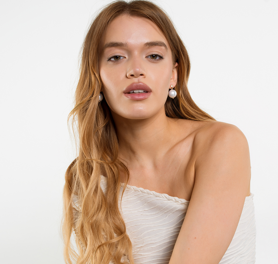 Серьги Мармалато, цвет Жемчуг-прозрачный-золото #3