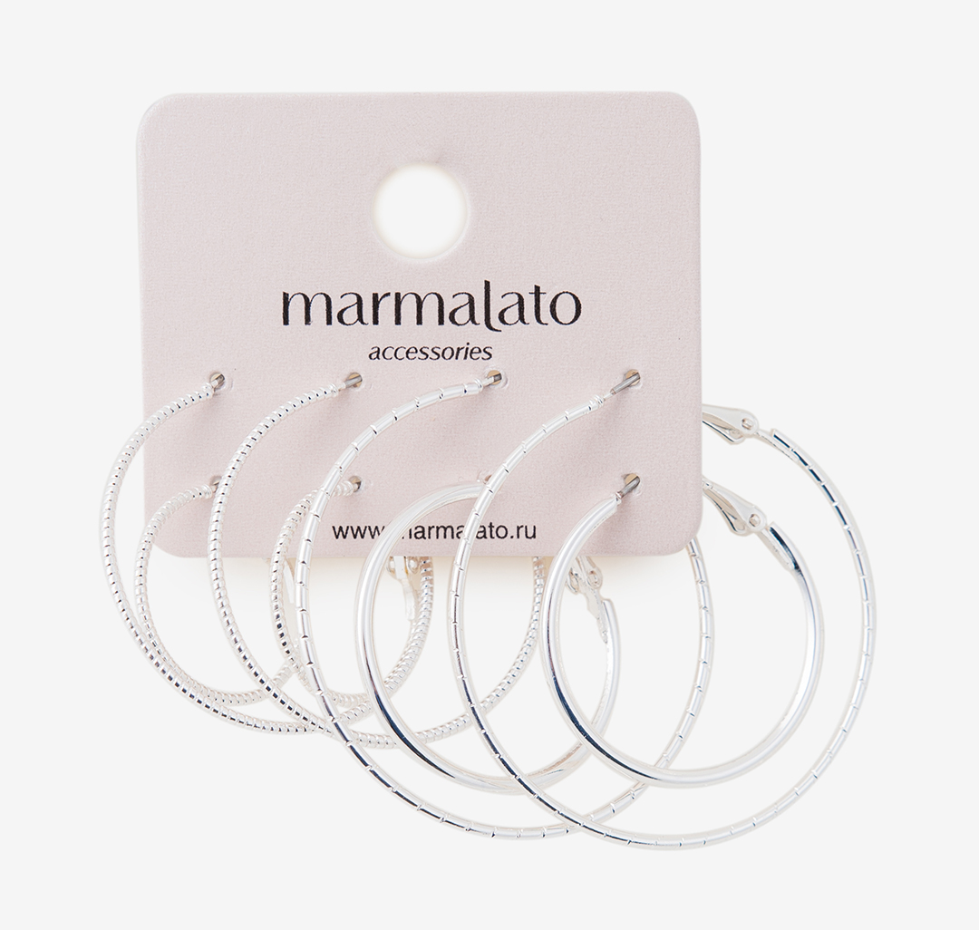 Набор серег (4 пары) Мармалато, цвет Белое серебро #1