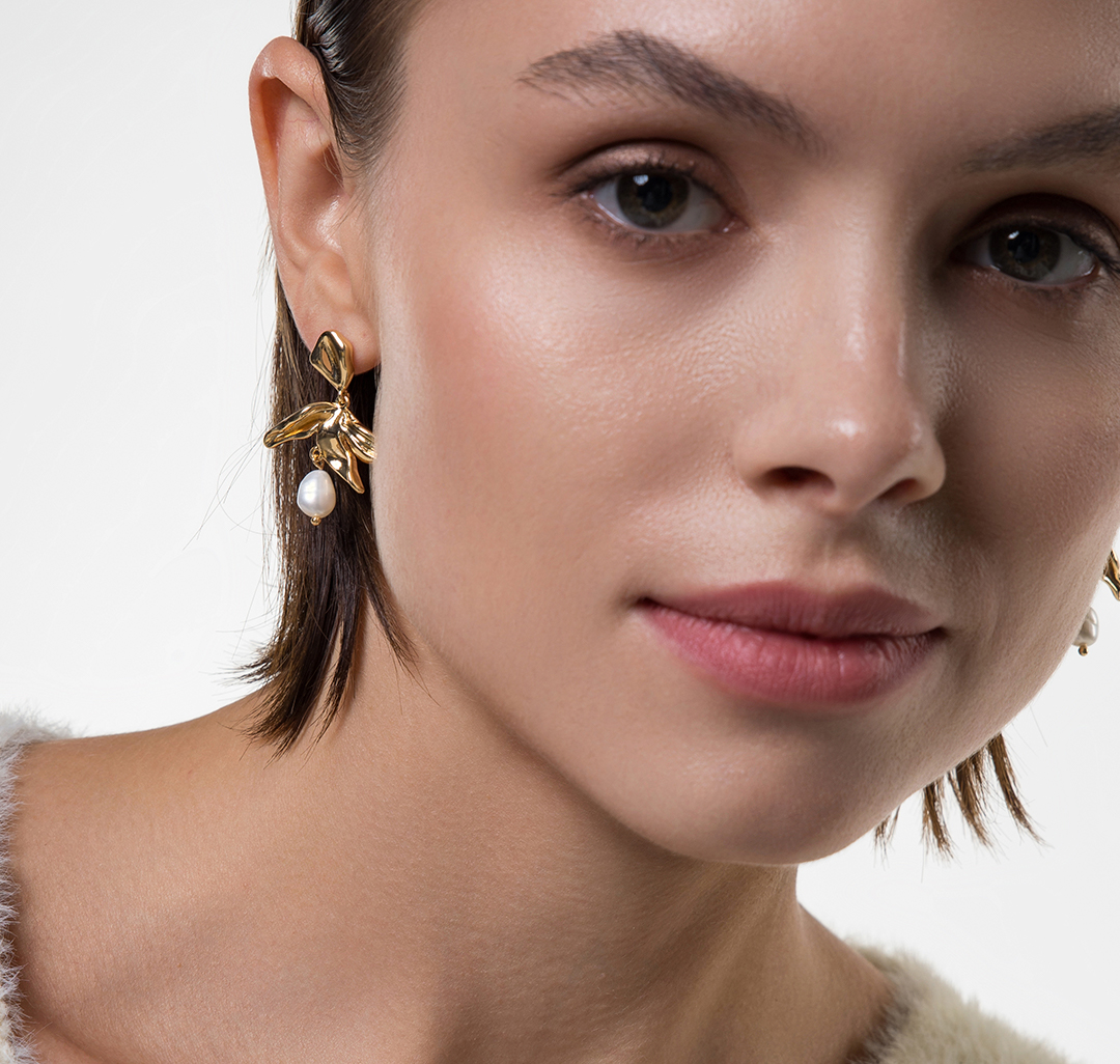 Серьги Мармалато, цвет Золото-жемчуг #5