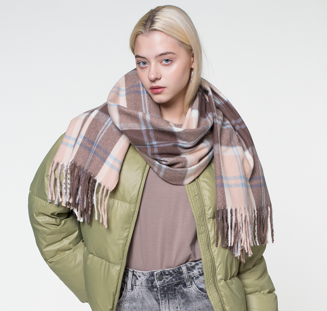 Палантин Мармалато, цвет Коричневый-пудровый-голубой #2