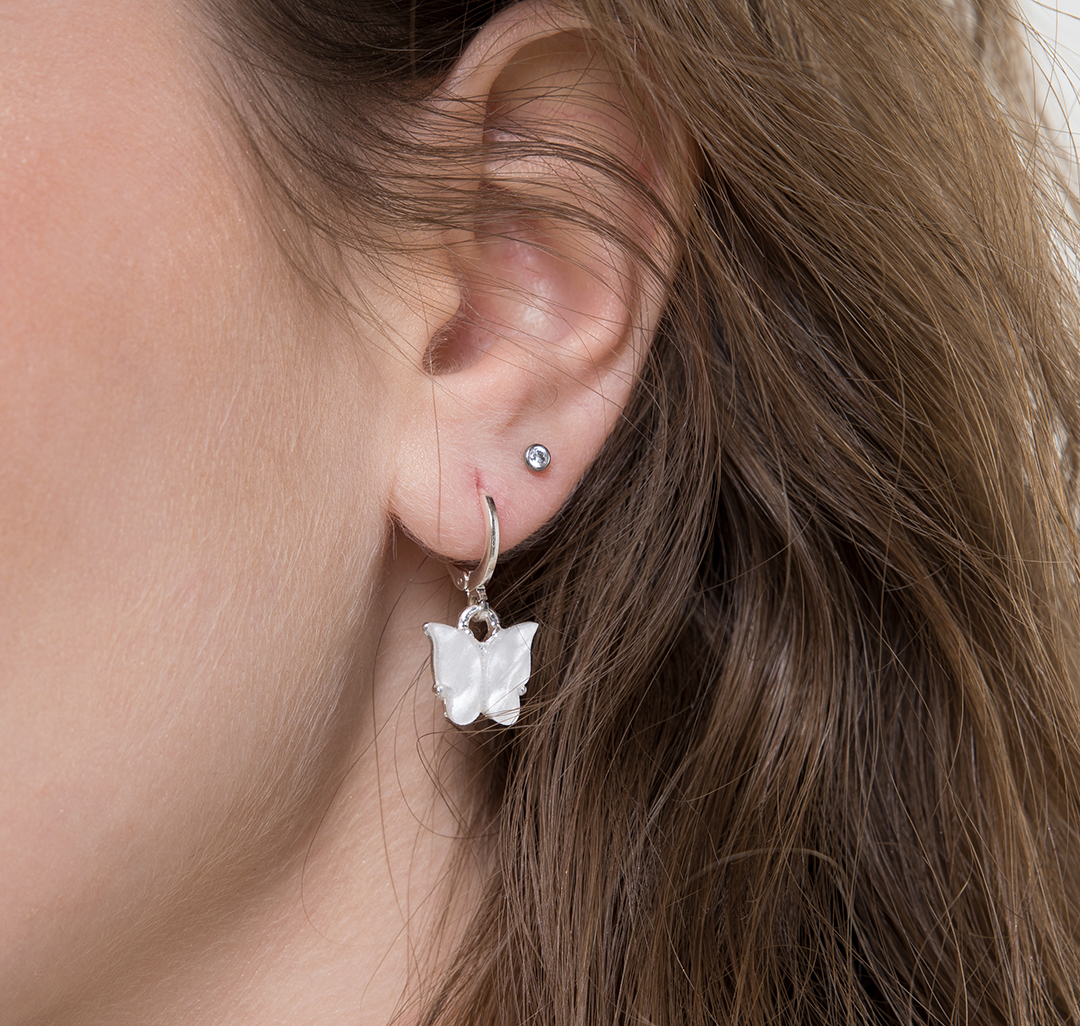 Набор серег (2 пары) Мармалато, цвет Белый-белое серебро-прозрачный #5