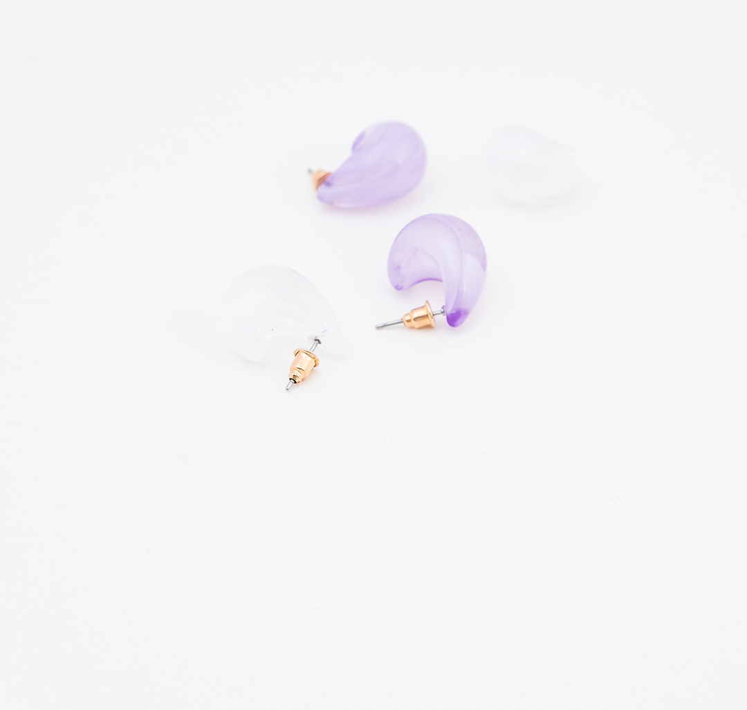 Набор серег (2 пары) Мармалато, цвет Лиловый-белый-прозрачный #5