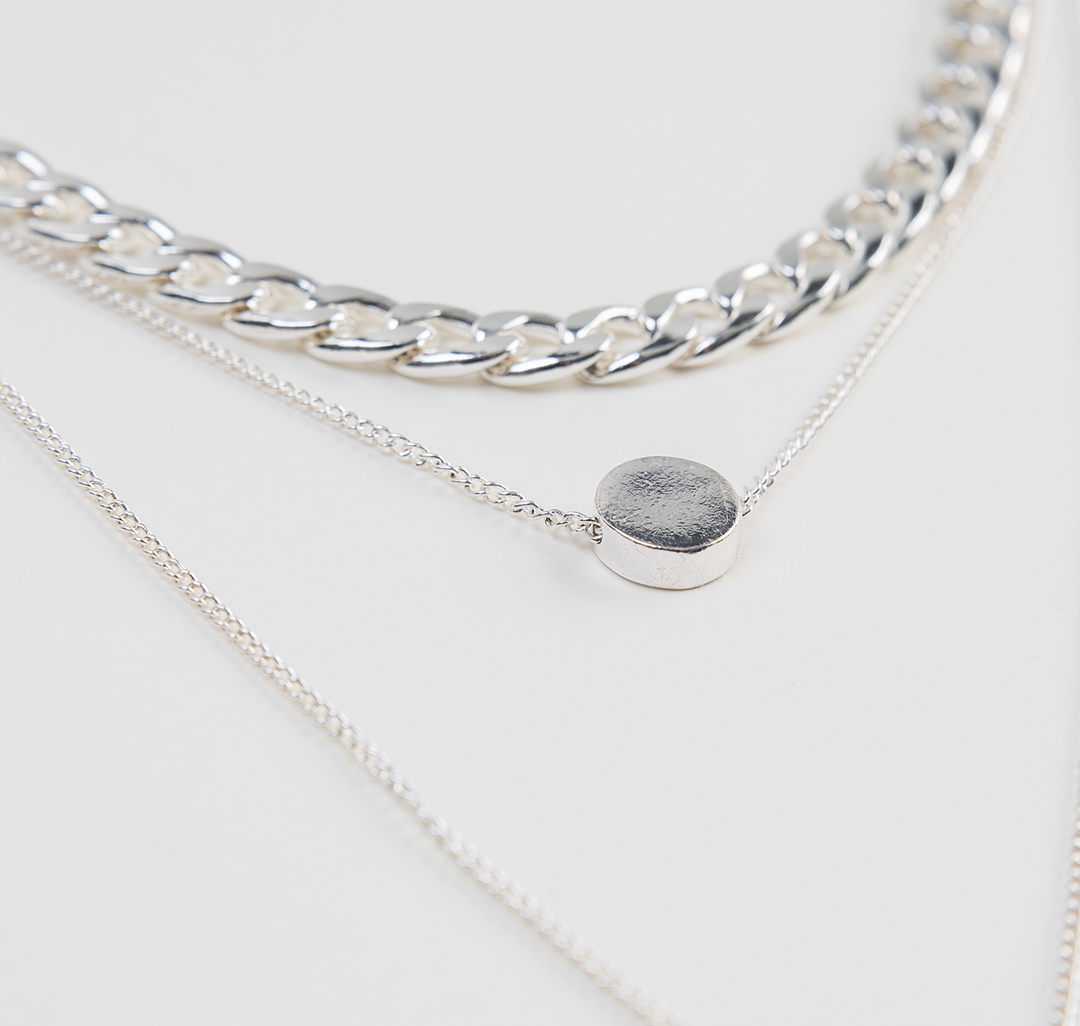 Набор колье (2 шт) Мармалато, цвет Белое серебро #2