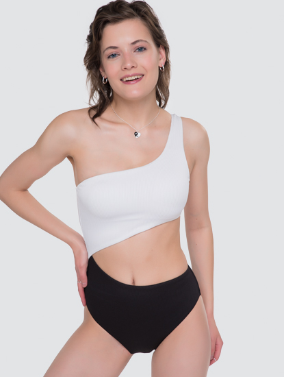 Купальник сплошной Мармалато, цвет Белый-черный #2