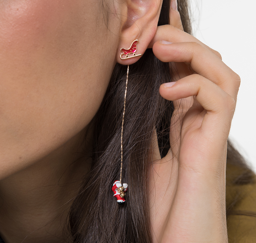 Набор серег (2 пары) Мармалато, цвет Золото-красный-белый #4