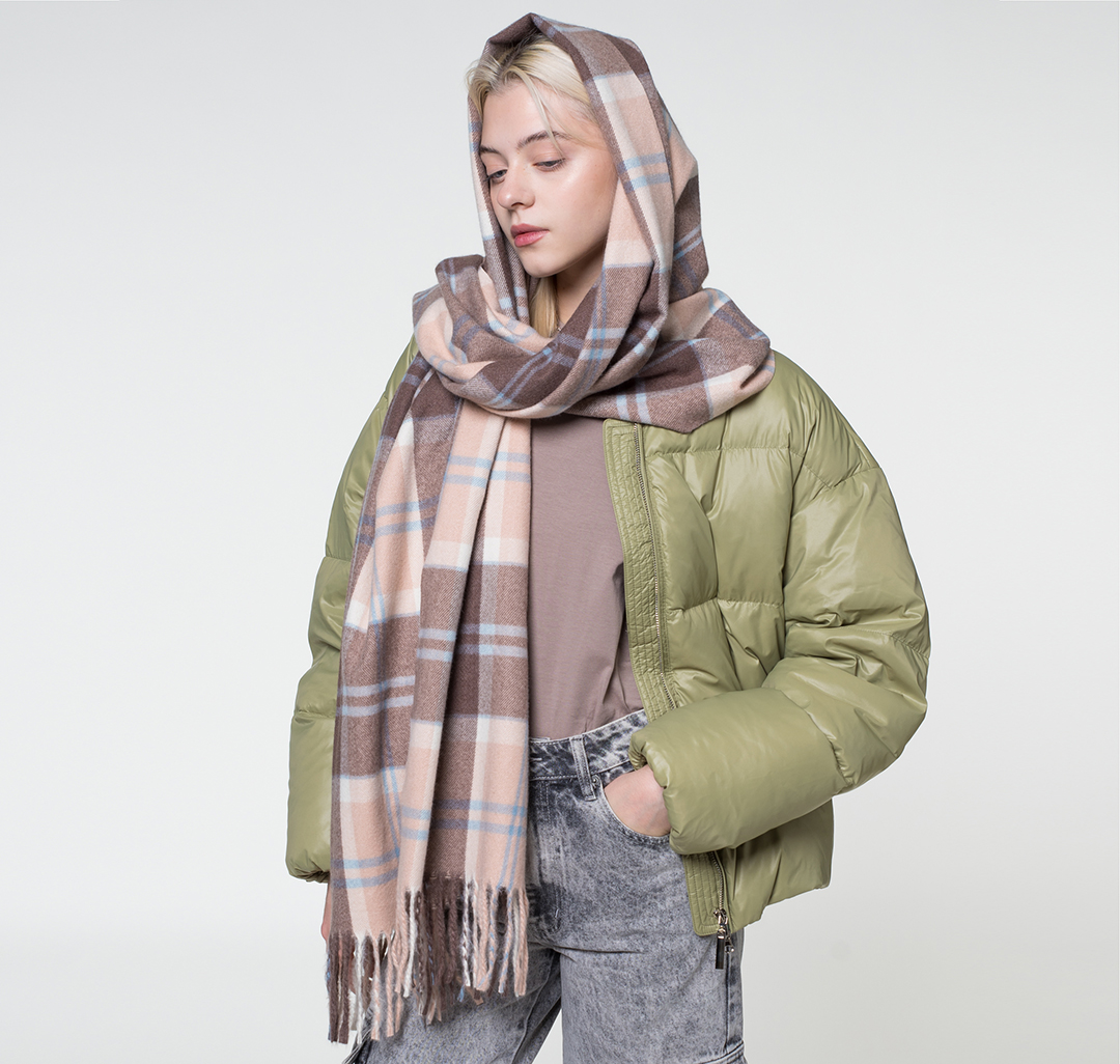 Палантин Мармалато, цвет Коричневый-пудровый-голубой #3