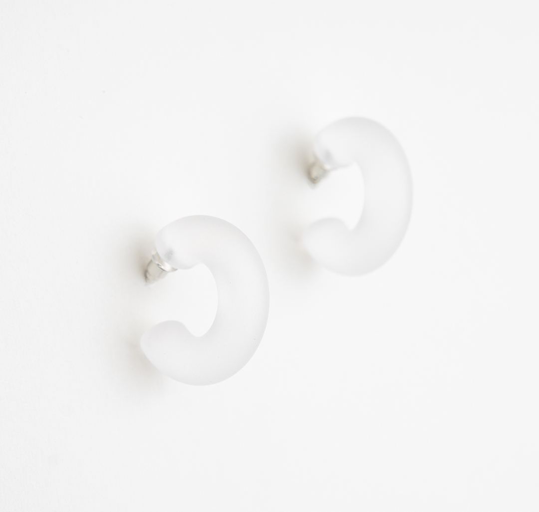 Серьги Мармалато, цвет Матовый прозрачный-белое серебро #1