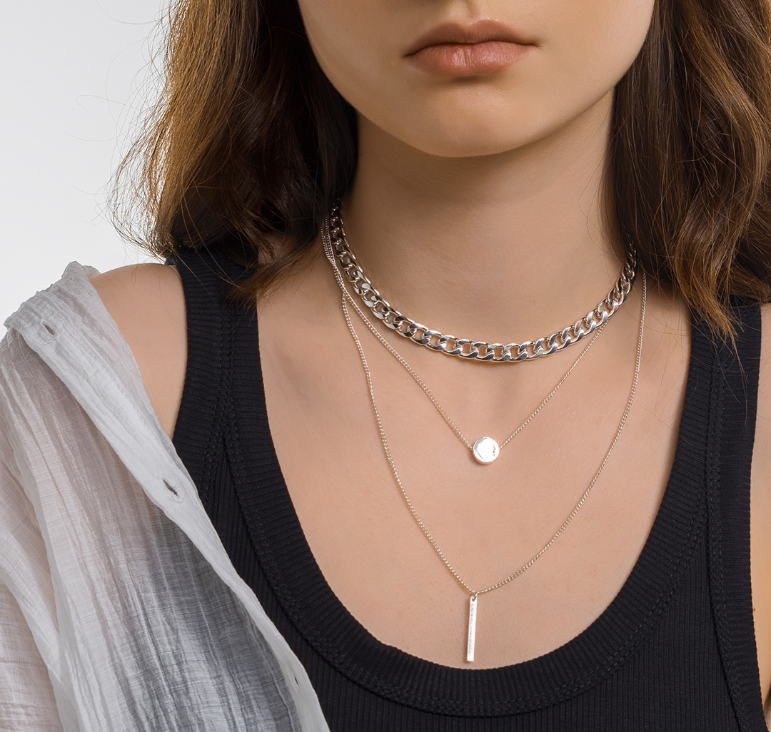 Набор колье (2 шт) Мармалато, цвет Белое серебро #5